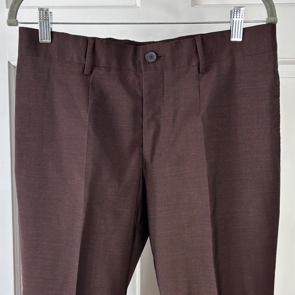 VTG 00s Burberry Men's Brown Mohair-Wool Blend Dress Pants